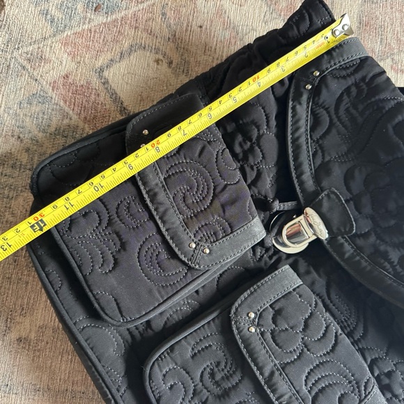 Vera Bradley Quilted Floral Amy Backpack Black Drawstring Essential Bag Boho - Picture 15 of 16